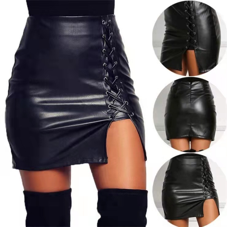OM- 2025 New Fashionable High-Waisted Wrap Skirt with Side Slits for Women